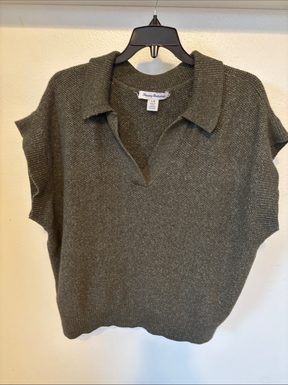 Women’s Tommy Bahama Olive Green Short-Sleeve Polo Knit Top